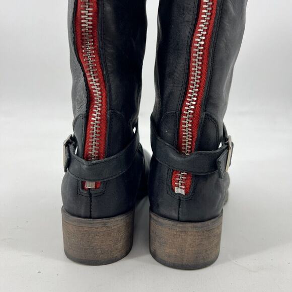 Charles David Womens 9 Boots Matte Black Moto Riding Zip Back Made Italy - Picture 7 of 13